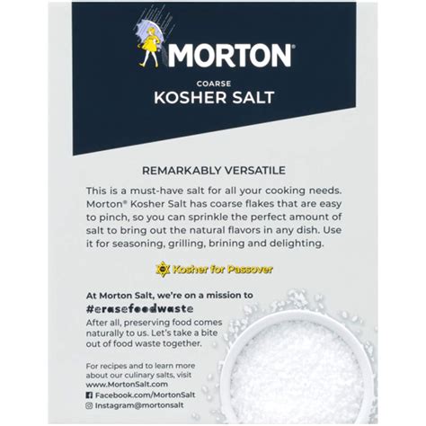 Morton Coarse Kosher Salt - 48oz | Authentic Flaky Texture for ...