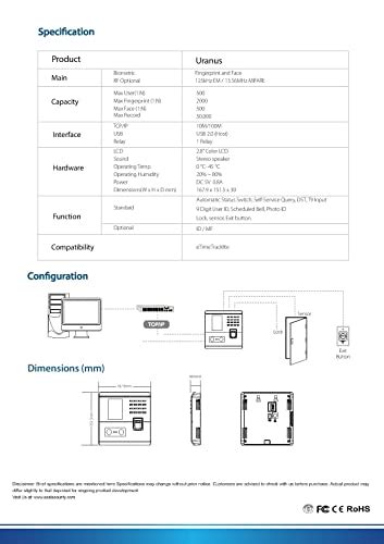ESSL Multi-Biometric Time Attendance and Access Control System AiFace ...