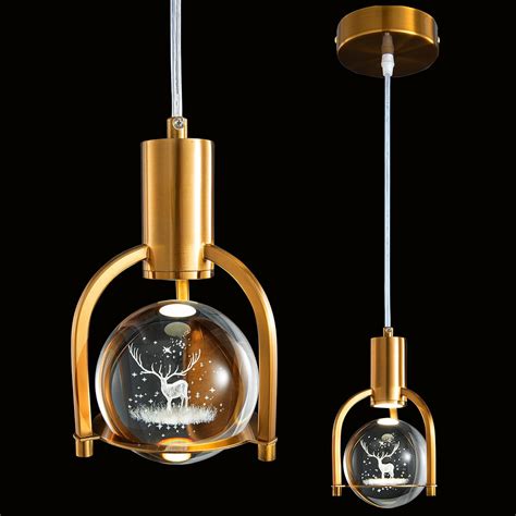 Buy ADCTHOME Crystal Pendant Light in Gold Brushed Brass Finish LED ...