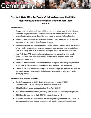 Fillable Online opwdd ny Money Follows the Person (MFP) Overview Fact ...