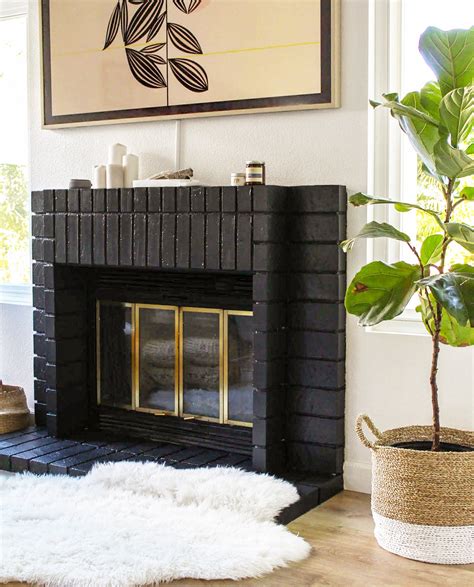 Black Painted Brick Fireplace
