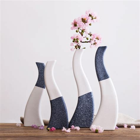 Urbane Blue And White Snowflake Glazed Ceramic Vases
