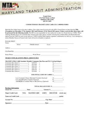 Fillable Online mta maryland Commuter Bus Transit Link - Maryland ...