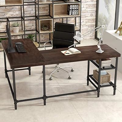 Buy Tribesigns L-Shaped Desk with Storage Shelves, 67 inch Industrial ...