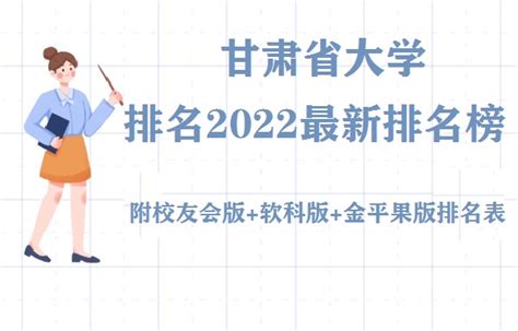 甘肃大学排名2022最新排名榜 附校友会版+软科版+金平果版排名表