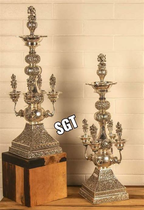 JAYA LAKSHMI ,PAIR OF 2 , GERMAN SILVER ANTIQUE FINISH DEEPAMS-SR001AL ...