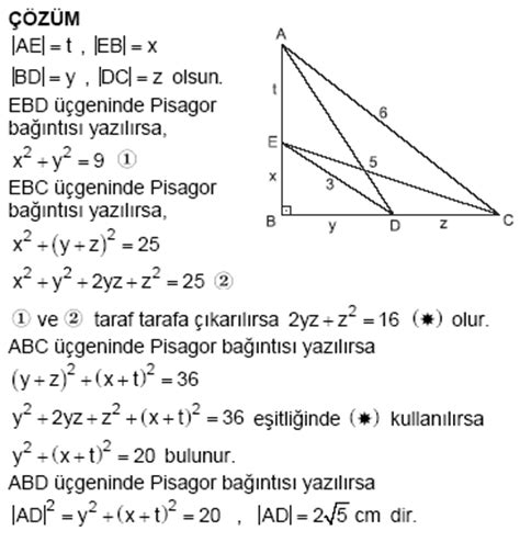 Pisagor bağlantısı ve üçgenle ilgili soru cevap örnekleri verir misiniz ...
