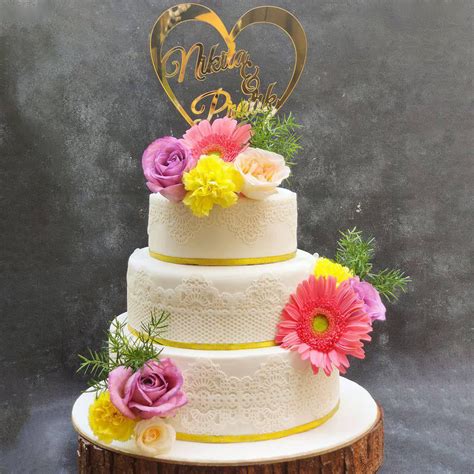 3 Tier Wedding Cake with Flowers - Order Now | Crave by Leena