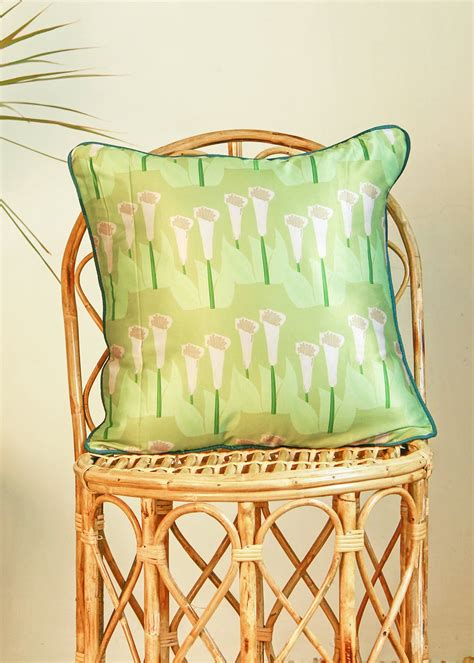 Get Handmade Light Green Floral Cushion Covers - Set of 2 at ₹ 699 ...