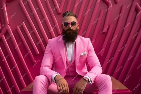 Premium AI Image | a man wear pink suit in pink world