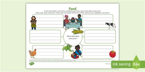 Where Does Food Come From? Mind Map, Food Mind Map - Twinkl
