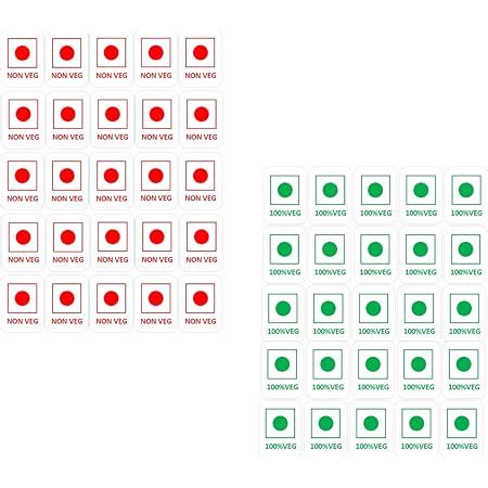 BlackDreams® self Adhesive Food Veg & Non-Veg Mark Stickers(Selection ...