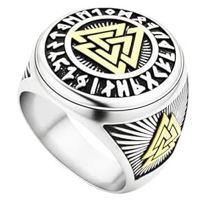 THE MEN THING TRIVALK - Titanium Steel Ring - Triple Valknut Ring with ...