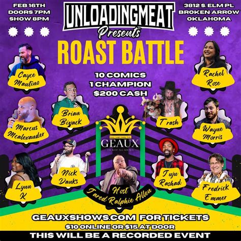 UnloadingMeat Presents: Roast Battle, Geaux - Jack Of All Shows, Broken ...