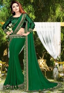 Buy Suvali Fashion Temple Border Banarasi Lycra Blend, Chiffon Dark ...