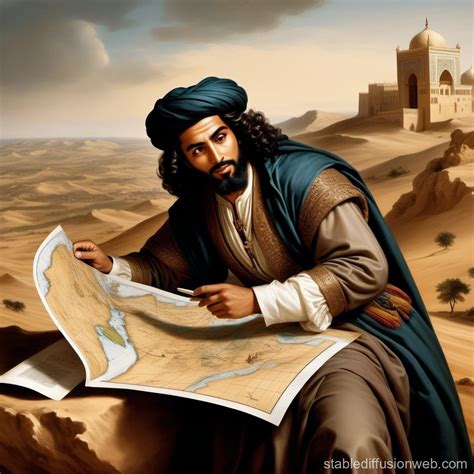 Khalid ibn Al-Walid Studyings Battlefield Map | Stable Diffusion Online
