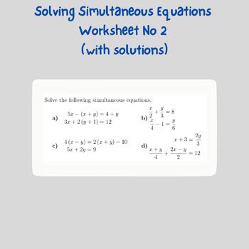 Image result for Simultaneous Equations Worksheet