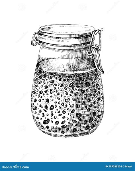 Sourdough Starter In Glass Jar Vector | CartoonDealer.com #299686525