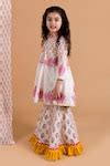 Buy Off White Cotton Embroidery, Ruffles Lotus Print Anarkali And ...
