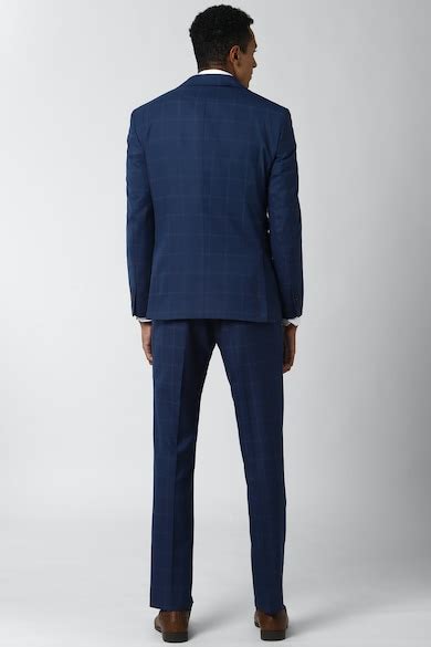 Buy Men Navy Check Formal Two Piece Suit Online - 602823 | Peter England