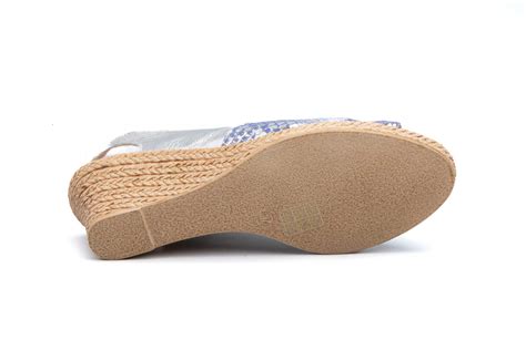 Comprar Sandalias Mujer Cuña Piel Yute Azul | Cálzalo.com