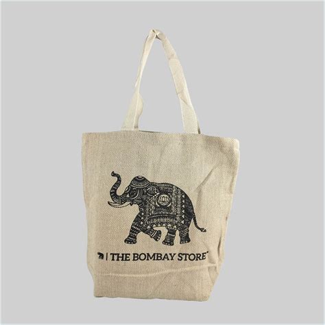 The Bombay Store Elephant Jute Tote Bag