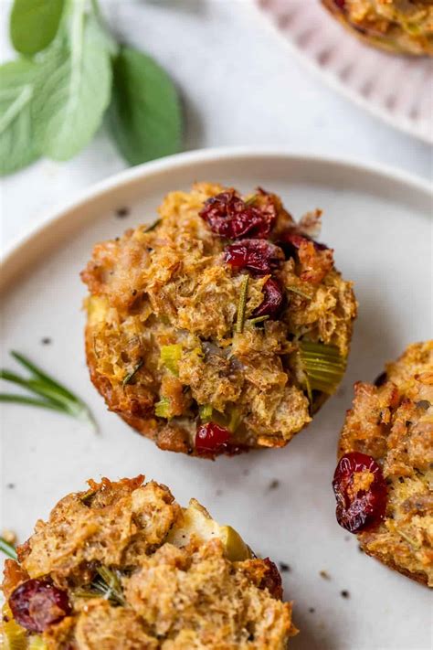 Stuffing Muffins with Sausage, Cranberries & Apples - WellPlated.com