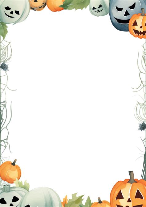 Halloween Symbols Black Outline Frame Word Template And Google Docs For ...