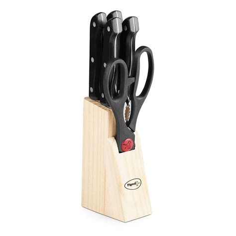 Buy Pigeon by Stovekraft Shears Kitchen Knifes 6 Piece Set with Wooden ...