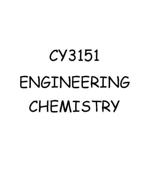 CY3151 Engineering Chemistry Course Overview and Key Topics - Studocu