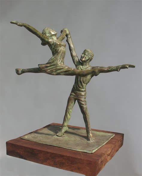 "Dancing Man And Girl": Yellow-Green Figurative sculpture by Rohan ...