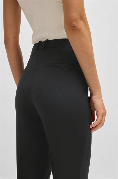 BOSS - Regular-fit trousers in virgin wool - Black