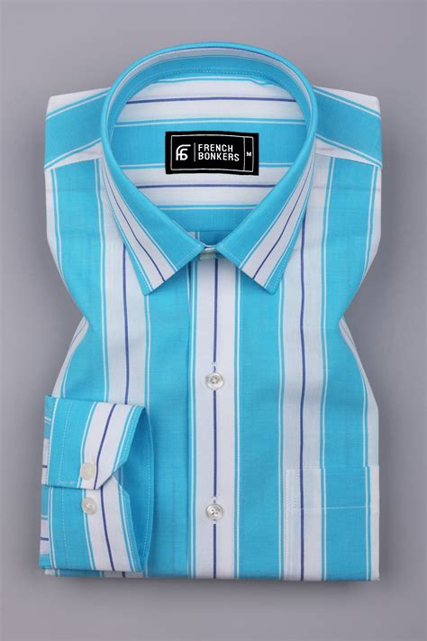Crisin Blue White Stripe Cotton Shirt for Men – Hamercop