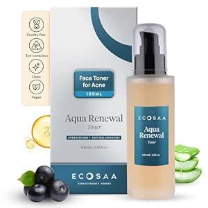 Ecosaa Aqua Renewal Toner for Glowing Skin, Aloe Vera Hydrating Face ...