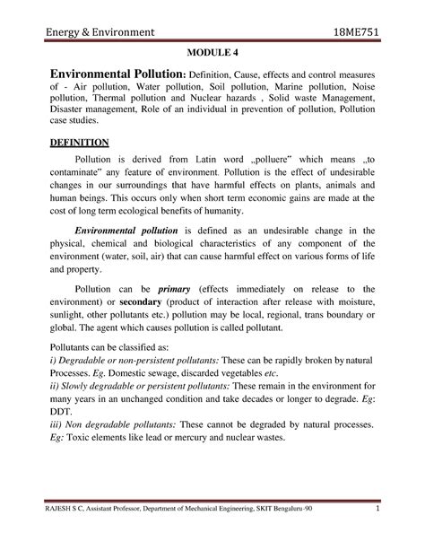 Module 4 E&E - cse tutorial - MODULE 4 Environmental Pollution ...
