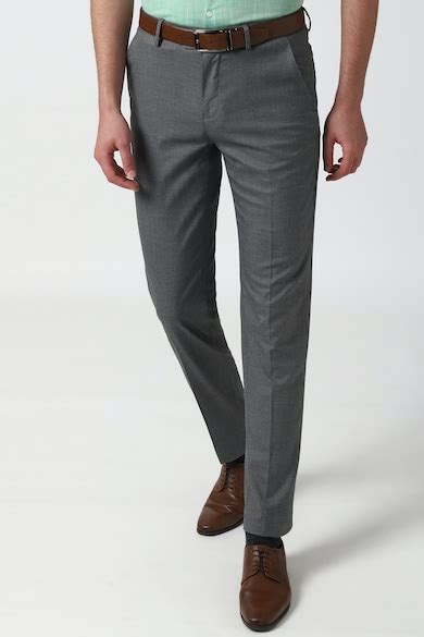 Buy Men Grey Solid Regular Fit Formal Trousers Online - 224386 | Peter ...