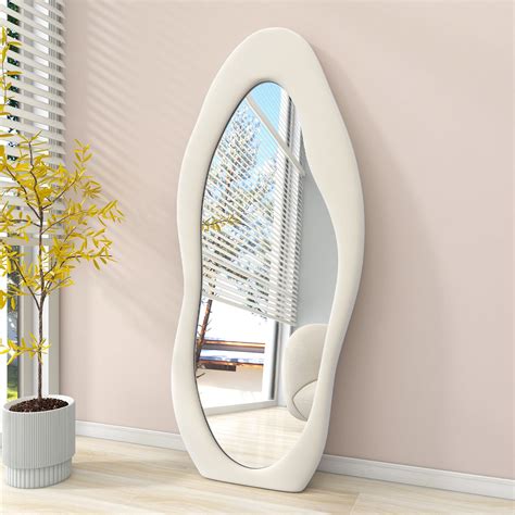 BEAUTYPEAK Irregular Full Length Floor Mirror Cloud Shaped Mirror ...