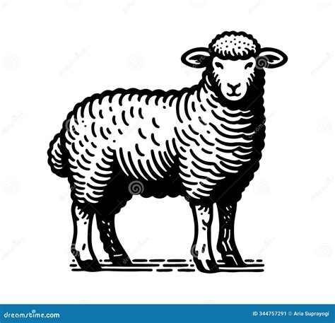 Merino Sheep Hand Drawn Vector Illustration Asset Stock Illustration ...