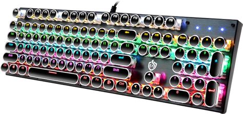 Buy YSCP Typewriter Style Mechanical Gaming Keyboard, RGB LED Backlit ...