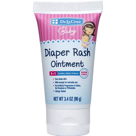 De La Cruz Baby Diaper Rash Cream with 40% Zinc Oxide & Vitamin E, 3.4 ...