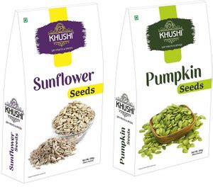 Khushi Edible Seeds Combo - Pack of 2 - Pumpkin and Sunflower Seed ...