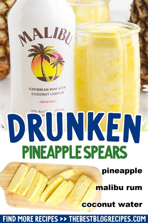 Pineapple Spears in Malibu Rum | Malibu rum, Nutrition recipes ...