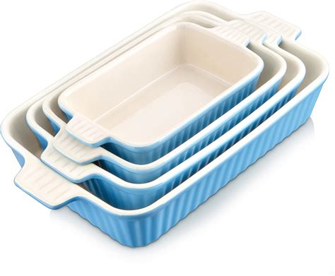 Set of 2 Ceramic Casserole Dish, 9x5inch Rectangular Small Casserole ...