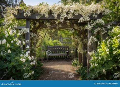 Pergola Covered in Fragrant Honeysuckle Vines, Surrounded by Blooming ...
