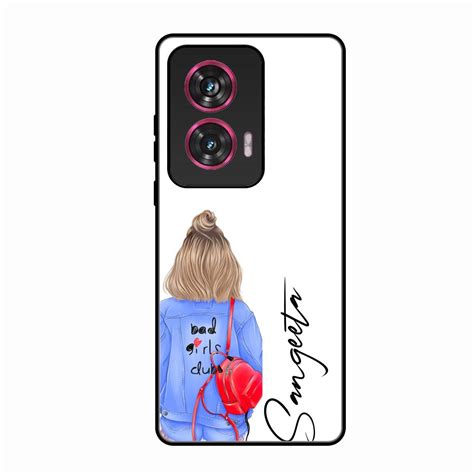 Bag Girl Customize Name Glass Case For Motorola Edge 50 Fusion 5G ...