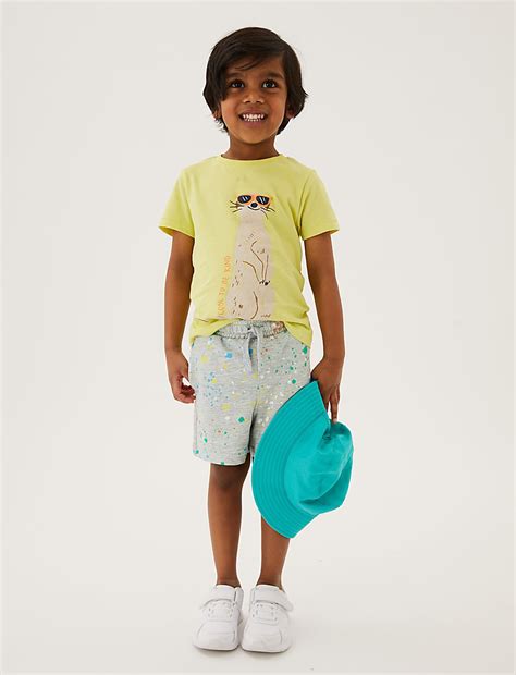 Buy Cotton Rich Paint Splatter Print Shorts at Marks & Spencer