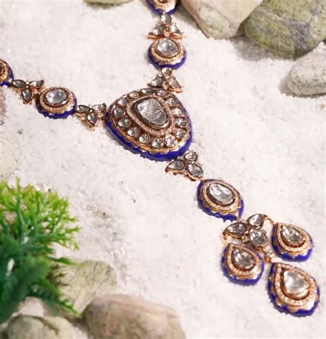 Midnight Blue Enamelled Polki Necklace | Darpan Mangatrai – Darpan ...