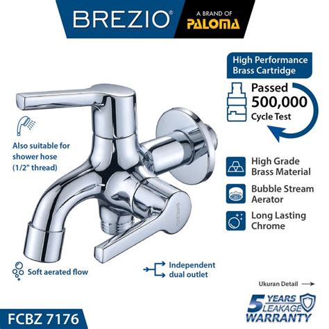 Promo BREZIO FCBZ 7176 Keran Cabang Shower Bak Mandi Double Tembok Kran ...