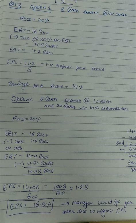 The financial manager of Best Foods Limited has 2 options to raise a ...