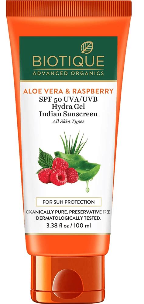 Foxy.in : Buy Biotique Aloe Vera & Raspberry Spf 50 Hydra Gel Indian ...